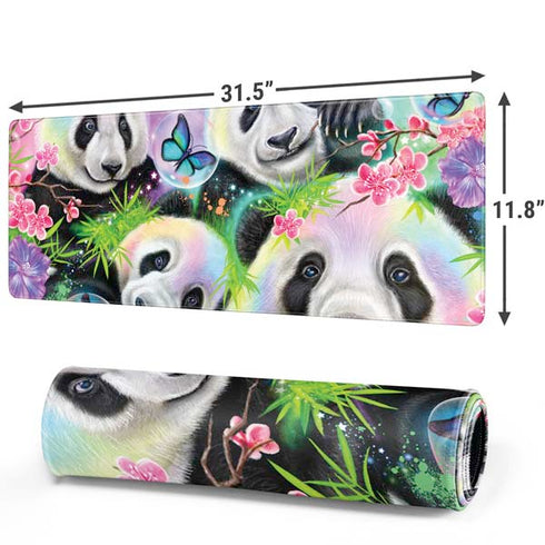 Rainbow Pandas with Butterflies by Sheena Pike Gaming Mouse Pad